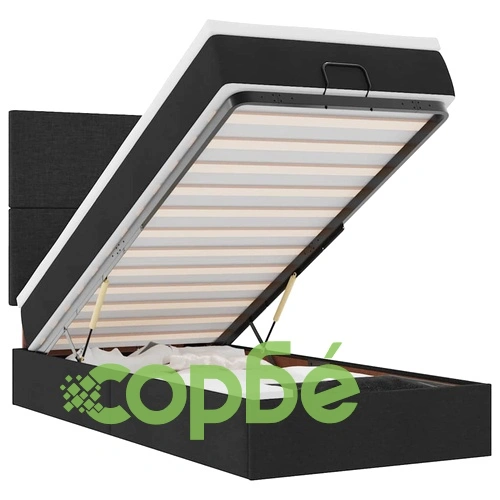 Легло тип Османка с матрак и LED осветление, 80x200 см, черен плат ➤ топ цена ➤ sorbe.bg
