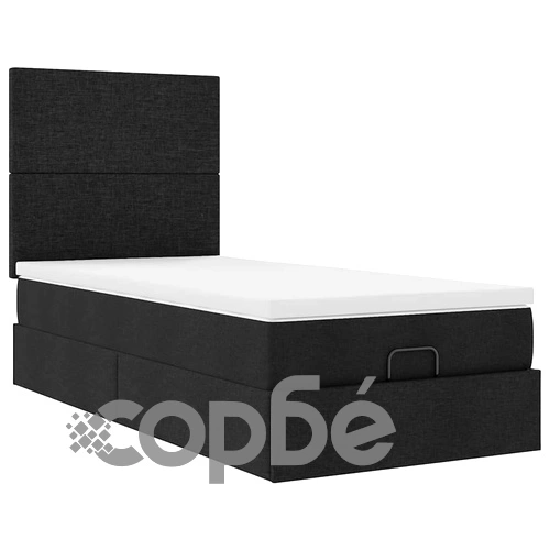 Легло тип Османка с матрак и LED осветление, 80x200 см, черен плат ➤ топ цена ➤ sorbe.bg