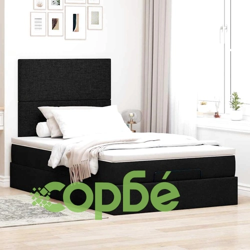 Легло тип Османка с матрак и LED осветление, черно, 120x190 см, плат ➤ топ цена ➤ sorbe.bg