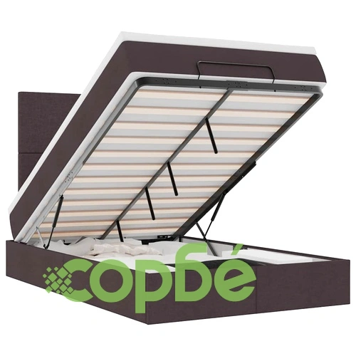 Османско легло с матрак и LED осветление, тъмнокафяво, 120x190 см, полиестерен плат ➤ топ цена ➤ sorbe.bg
