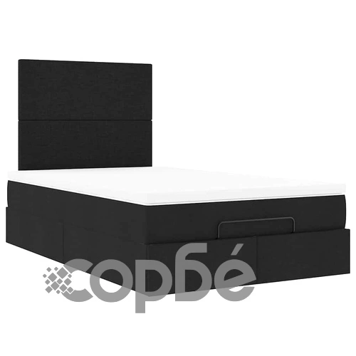 Легло тип Османка с матрак и LED осветление, черно, 120x200 см, текстилна тапицерия ➤ топ цена ➤ sorbe.bg