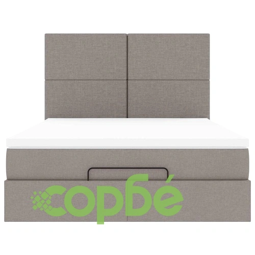 Османска легло с матрак и LED, кафяво, 140x190 см, плат ➤ топ цена ➤ sorbe.bg