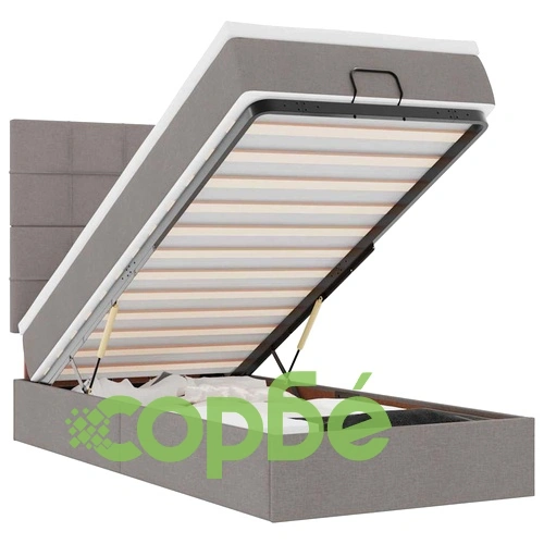 Османска спалня с матрак и LED осветление, 80x200 см, таупе, плат ➤ топ цена ➤ sorbe.bg
