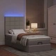 Османска спалня с матрак и LED осветление, 80x200 см, таупе, плат
