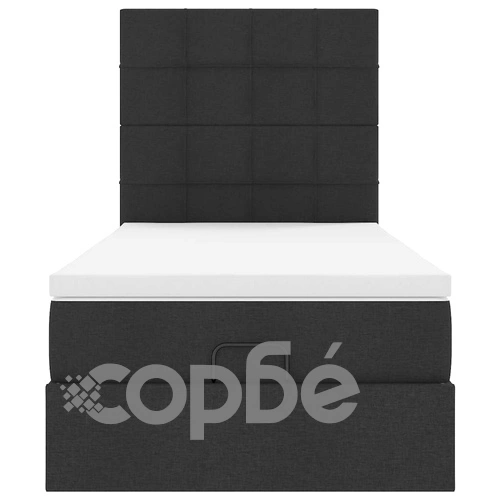 Легло тип Османка с матрак и LED осветление, черно, 90x190 см, полиестерен плат ➤ топ цена ➤ sorbe.bg