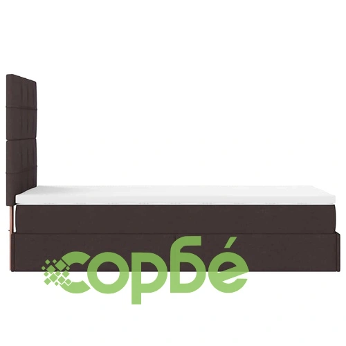 Османска легло с матрак, LED осветление и място за съхранение, 90x190 см, тъмнокафяв плат ➤ топ цена ➤ sorbe.bg