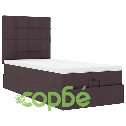 Османска легло с матрак, LED осветление и място за съхранение, 90x190 см, тъмнокафяв плат ➤ топ цена ➤ sorbe.bg