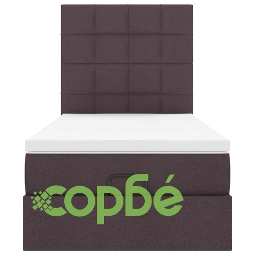 Османска легло с матрак, LED осветление и място за съхранение, 90x190 см, тъмнокафяв плат ➤ топ цена ➤ sorbe.bg