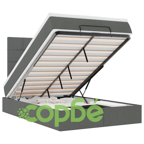 Легло тип Османка с матрак и LED осветление, тъмносиво, 120x200 см, плат ➤ топ цена ➤ sorbe.bg