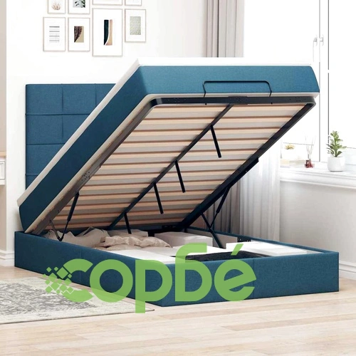 Легло тип Османка с матрак и LED осветление, 120x200 см, син плат ➤ топ цена ➤ sorbe.bg