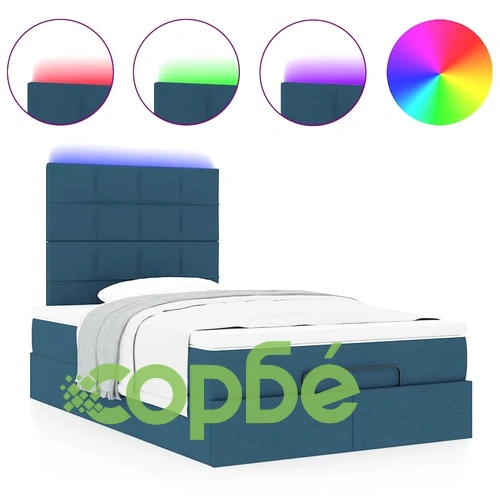 Легло тип Османка с матрак и LED осветление, 120x200 см, син плат ➤ топ цена ➤ sorbe.bg