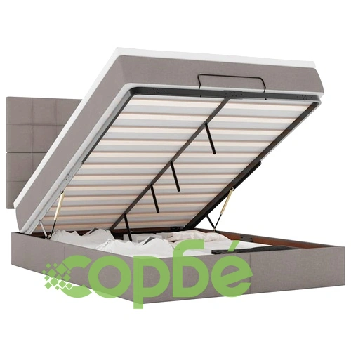 Луксозно османско легло с матрак и LED осветление, 140x190 см, кафяв плат ➤ топ цена ➤ sorbe.bg