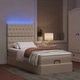 Османско легло с матрак и LED осветление, 90x200 см, кремав плат