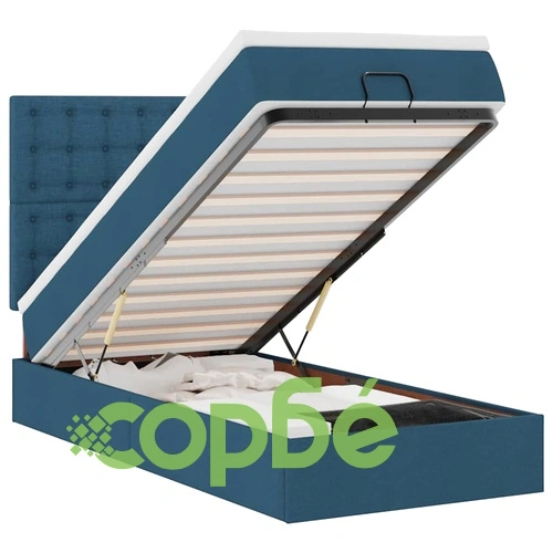 Османска спалня с матрак и LED осветление, синя, 80x200 см, плат ➤ топ цена ➤ sorbe.bg