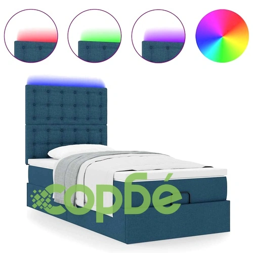 Османска спалня с матрак и LED осветление, синя, 80x200 см, плат ➤ топ цена ➤ sorbe.bg