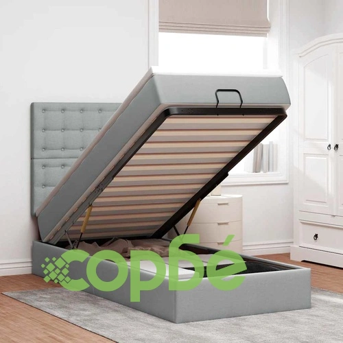 Легло тип Османка с матрак и LED осветление, 90x200 см, светлосив плат ➤ топ цена ➤ sorbe.bg