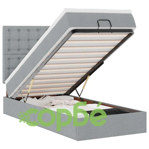 Легло тип Османка с матрак и LED осветление, 90x200 см, светлосив плат ➤ топ цена ➤ sorbe.bg