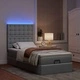 Легло тип Османка с матрак и LED осветление, 90x200 см, светлосив плат