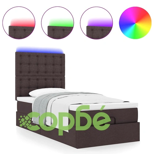 Легло тип Османка с матрак и LED осветление, 90x200 см, тъмнокафяв плат ➤ топ цена ➤ sorbe.bg