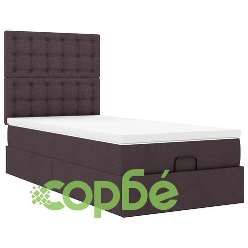Легло тип Османка с матрак и LED осветление, 90x200 см, тъмнокафяв плат ➤ топ цена ➤ sorbe.bg