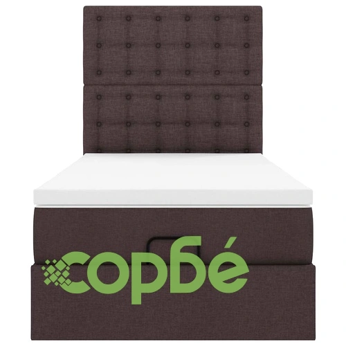 Легло тип Османка с матрак и LED осветление, 90x200 см, тъмнокафяв плат ➤ топ цена ➤ sorbe.bg