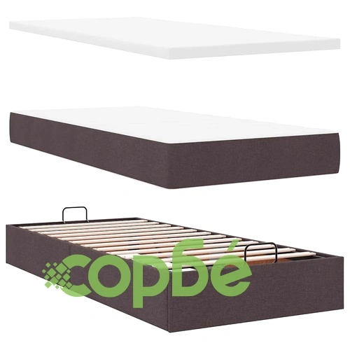 Легло тип Османка с матрак и LED осветление, 90x200 см, тъмнокафяв плат ➤ топ цена ➤ sorbe.bg