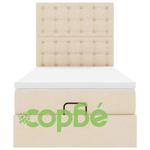 Легло с матрак тип Османска, LED осветление, кремав плат, 100x200 см ➤ топ цена ➤ sorbe.bg