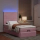 Османско легло с матраци и LED осветление, розово, 80x200 см, кадифе