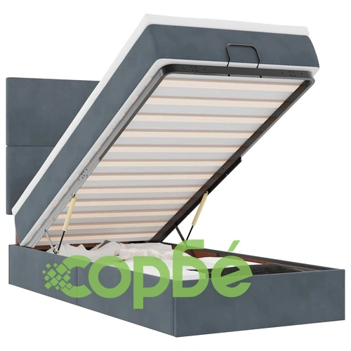 Османска легло с матрак, топ матрак и LED осветление, 90x190 см, тъмносиво кадифе ➤ топ цена ➤ sorbe.bg