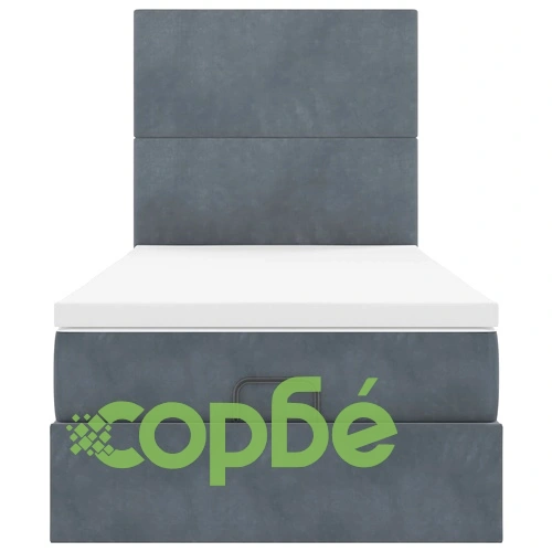 Османска легло с матрак, топ матрак и LED осветление, 90x190 см, тъмносиво кадифе ➤ топ цена ➤ sorbe.bg