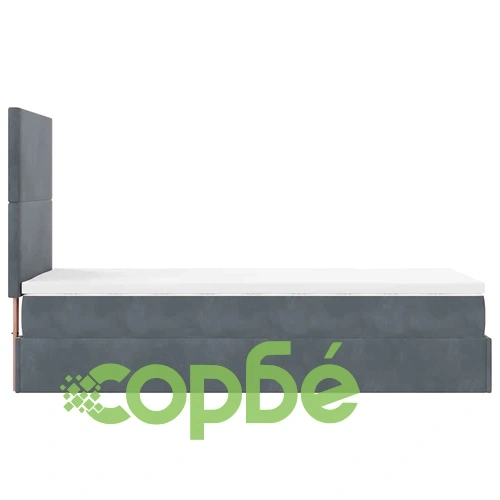 Османска легло с матрак, топ матрак и LED осветление, 90x190 см, тъмносиво кадифе ➤ топ цена ➤ sorbe.bg