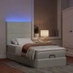 Кадифено легло тип османка с матраци и LED осветление, светлосиво, 90x200 см