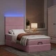 Османско легло с матраци и LED осветление, розово, 90x200 см, кадифе