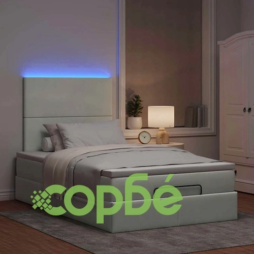 Османско легло с матраци и LED осветление, 120x190 см, светлосиво кадифе ➤ топ цена ➤ sorbe.bg