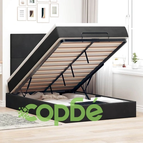 Османско легло с матраци и LED осветление, 120x190 см, черно кадифе ➤ топ цена ➤ sorbe.bg