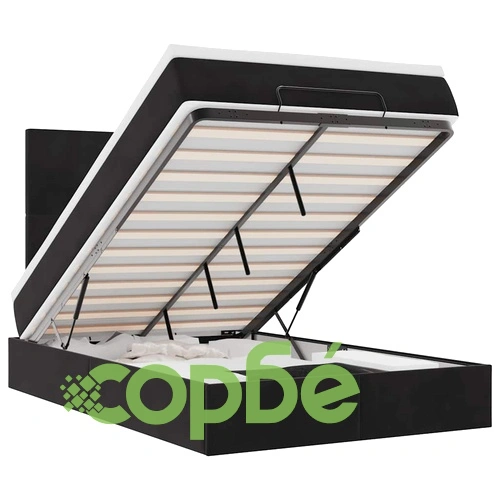 Османско легло с матраци и LED осветление, 120x190 см, черно кадифе ➤ топ цена ➤ sorbe.bg