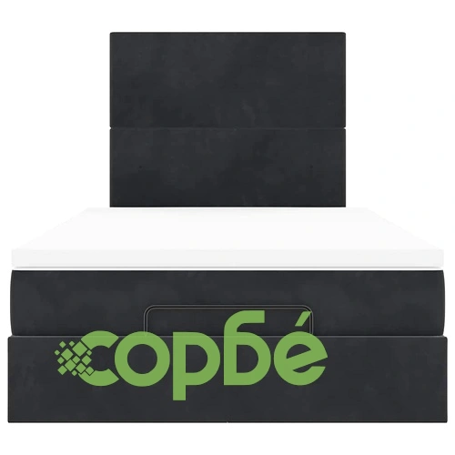Османско легло с матраци и LED осветление, 120x190 см, черно кадифе ➤ топ цена ➤ sorbe.bg