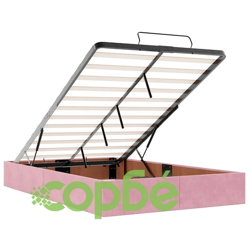 Османско легло с матраци и LED осветление, 120x200 см, розово кадифе ➤ топ цена ➤ sorbe.bg