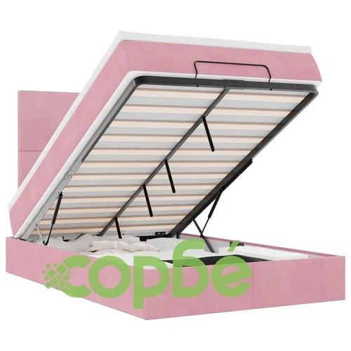 Османско легло с матраци и LED осветление, 120x200 см, розово кадифе ➤ топ цена ➤ sorbe.bg
