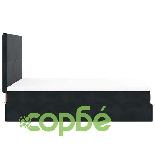 Луксозно Османско Легло с Матраци 140x190 см, LED Осветление и Кадифена Тапицерия в Черно ➤ топ цена ➤ sorbe.bg