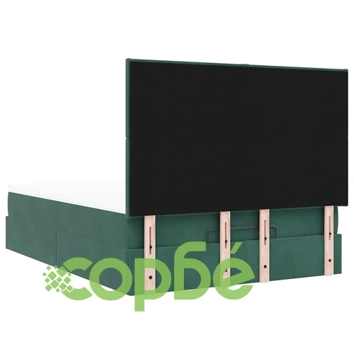 Луксозно османско легло с матраци и LED осветление, тъмнозелено кадифе, 140x190 см ➤ топ цена ➤ sorbe.bg