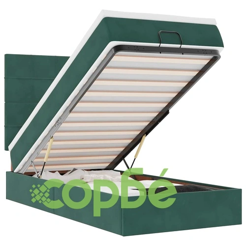 Османско легло с матраци и LED осветление, 80x200 см, тъмнозелено кадифе ➤ топ цена ➤ sorbe.bg
