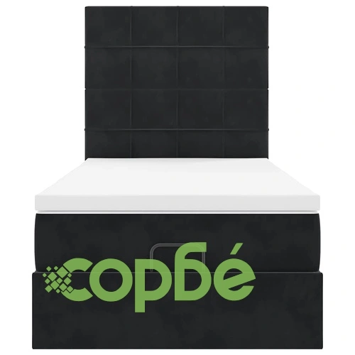 Луксозно османско легло с матрак и LED осветление, 90x190 см, черно кадифе ➤ топ цена ➤ sorbe.bg