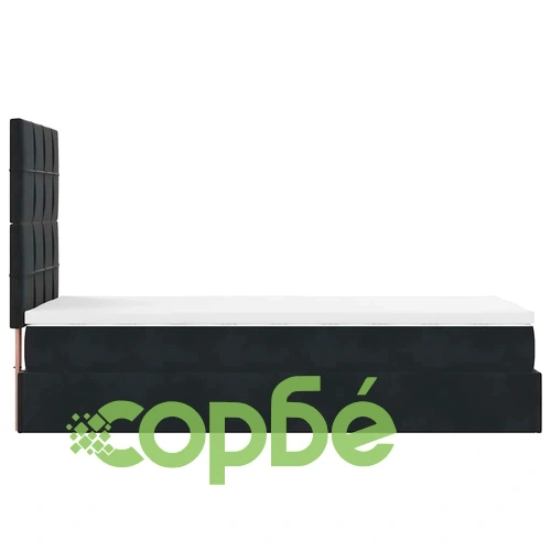 Луксозно османско легло с матрак и LED осветление, 90x190 см, черно кадифе ➤ топ цена ➤ sorbe.bg