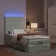 Османско легло с матрак и LED осветление, 90x200 см, светлосиво кадифе