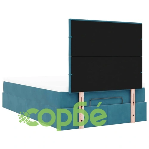 Османска легло с матраци и LED осветление, 120x190 см, тъмносиньо кадифе ➤ топ цена ➤ sorbe.bg