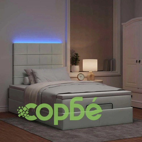 Османско легло с матраци и LED осветление, 120x200 см, светлосиво кадифе ➤ топ цена ➤ sorbe.bg