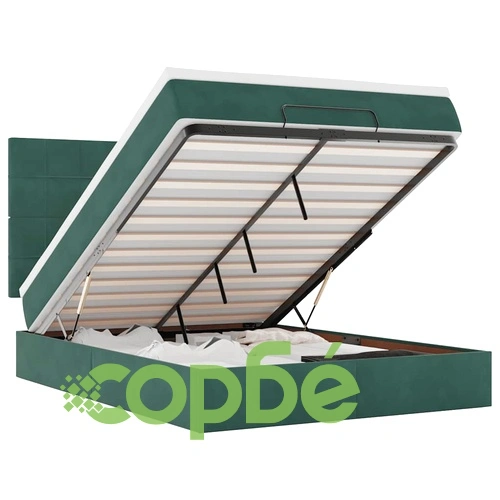 Луксозно османско легло с матраци и LED осветление, тъмнозелено кадифе, 140x190 см ➤ топ цена ➤ sorbe.bg