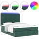 Луксозно османско легло с матраци и LED осветление, тъмнозелено кадифе, 140x190 см