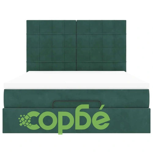 Луксозно османско легло с матраци и LED осветление, тъмнозелено кадифе, 140x190 см ➤ топ цена ➤ sorbe.bg